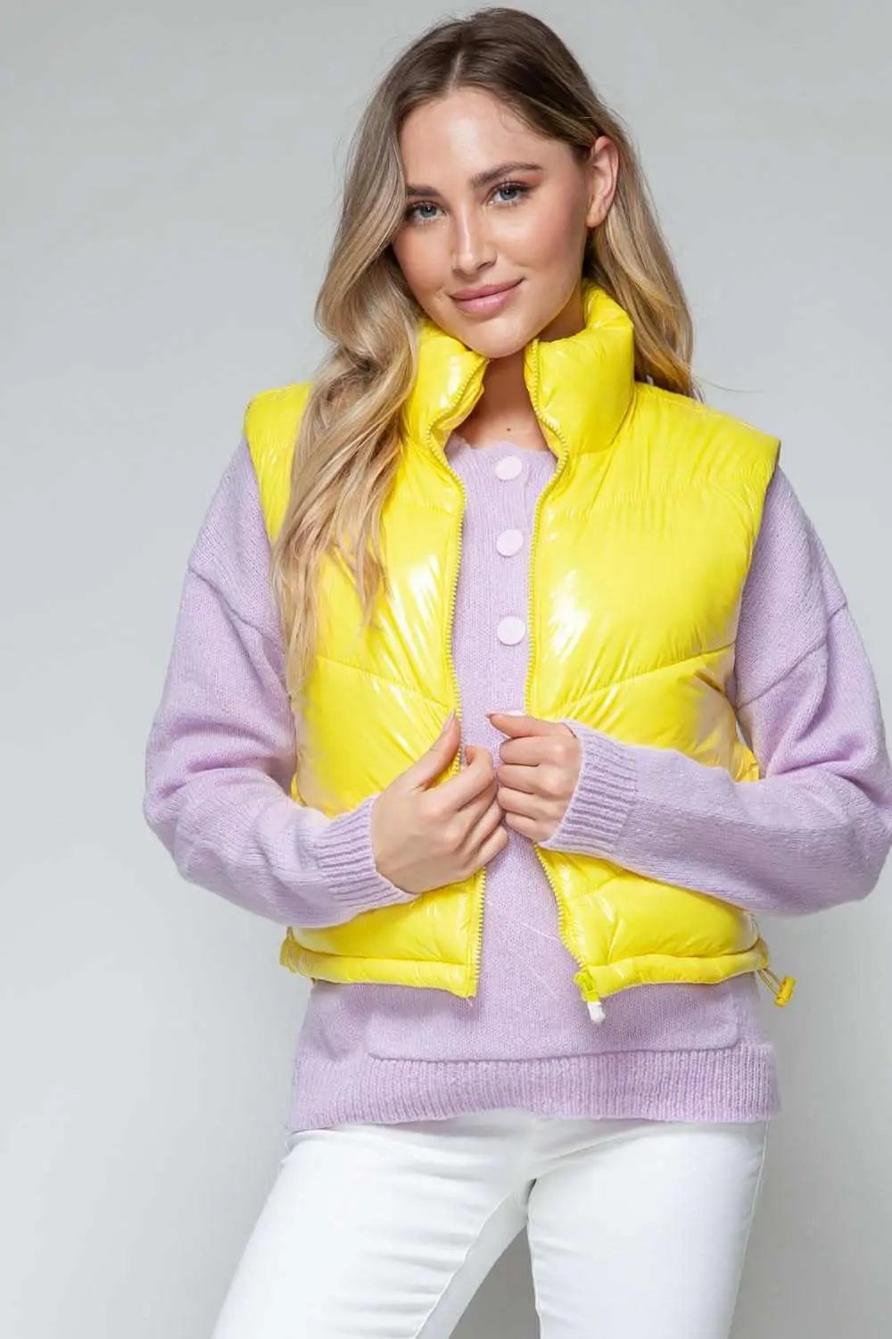 Women's Vest - Shiny Quilted - Fashionable Sleeveless Outerwear