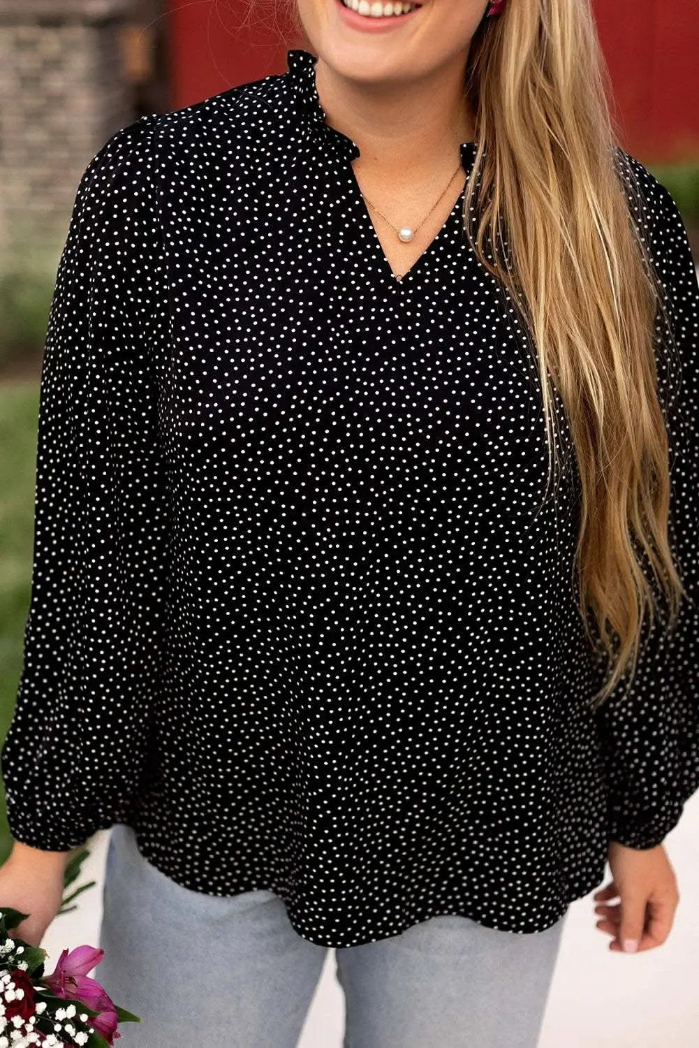 Pants Love Salve Black Leopard Print Women's Blouse V-Neck Stylish Plus Size Top