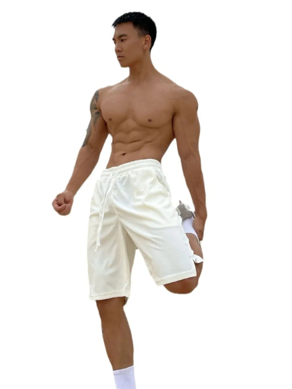 Pantalones cortos para hombre de talla grande con cordón y bolsillos