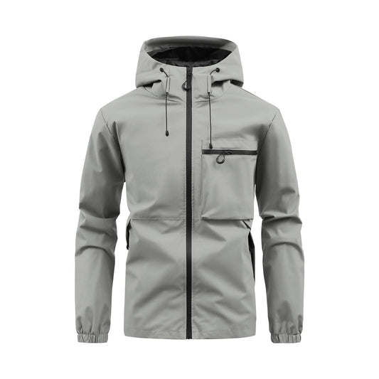 Men's Fashion Casual Hooded Solid Color Multi-pocket Work Pants Outdoor Coat