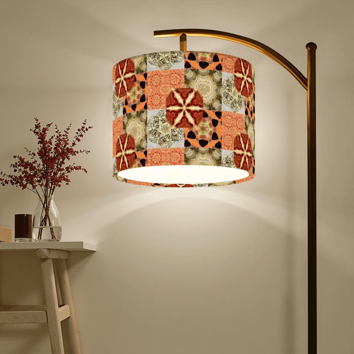 Heritage Revival Quilt Design Arc Floor Lamp (Made in USA)