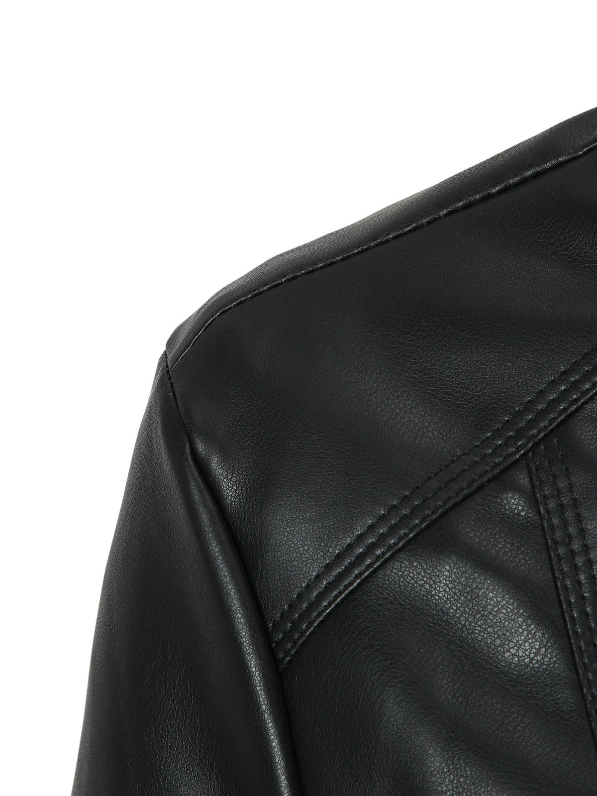 Women's Stand-collar Zip-up Biker PU Leather Jacket
