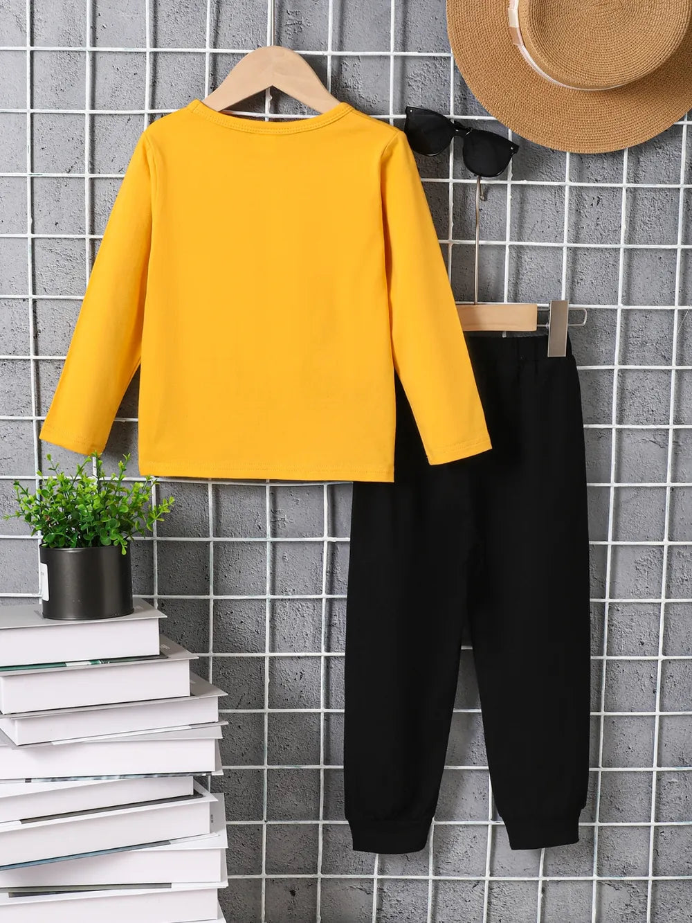 Kids Graphic Round Neck Long Sleeve Top and Pants Set