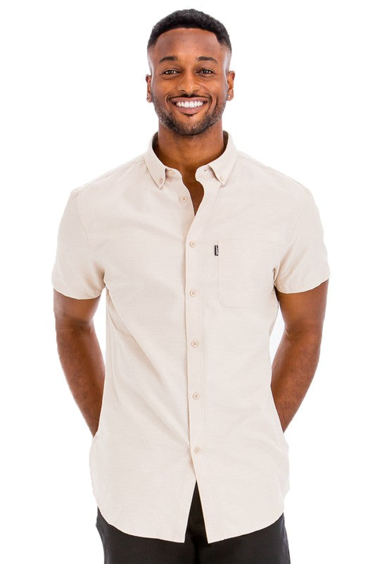 Camisas de manga corta lisas casuales para hombre Weiv