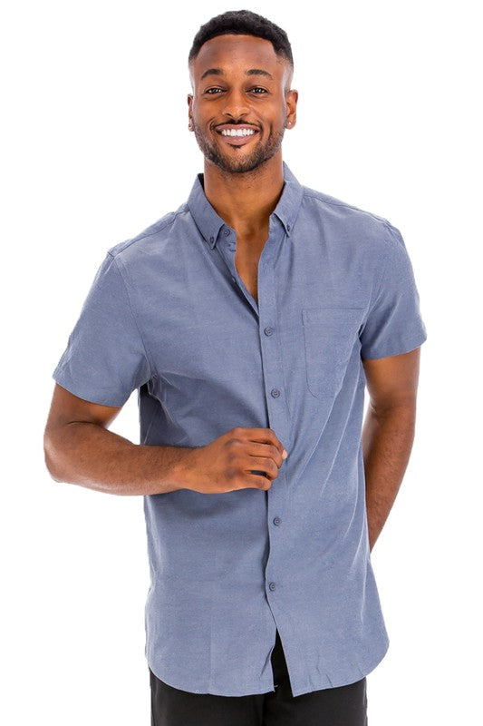 Camisas de manga corta lisas casuales para hombre Weiv