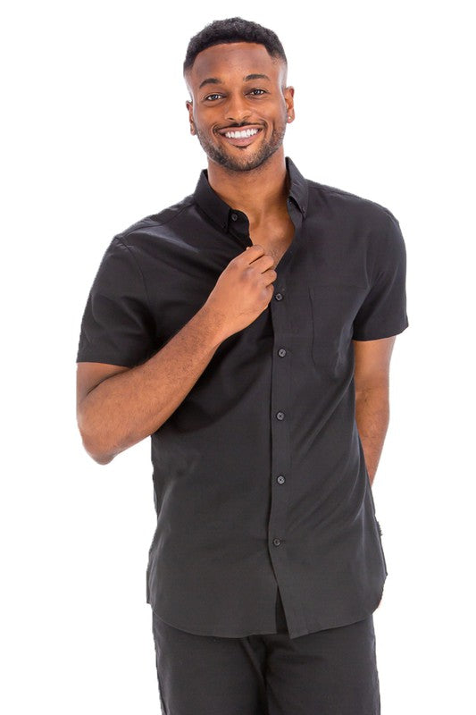 Camisas de manga corta lisas casuales para hombre Weiv