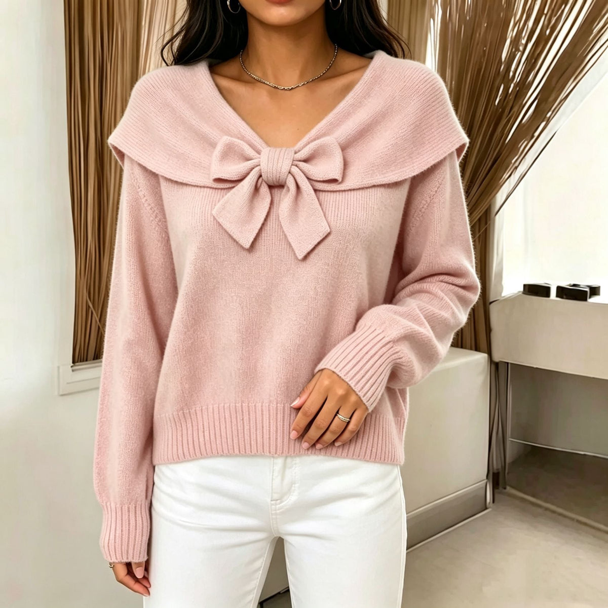 Knitted Bow-Knot Sweater For Women