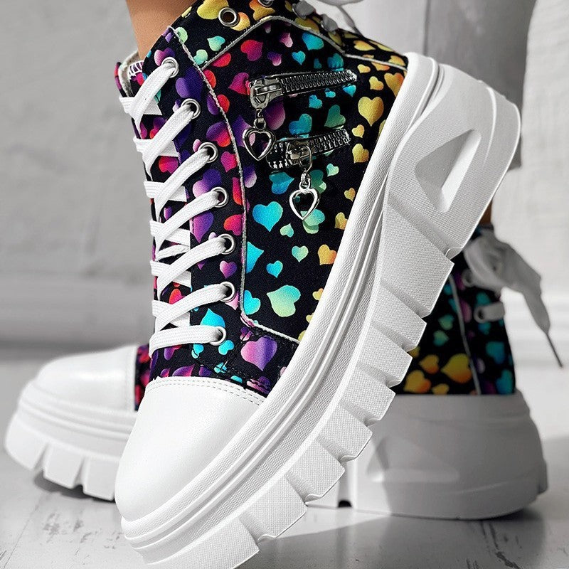 Zapatillas casuales de mujer Muffin con cremallera lateral y doble cordón