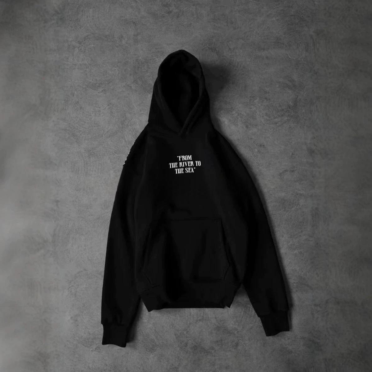 Solid-color Digital Letter-embossed Print Hooded Sweatshirt With Pockets