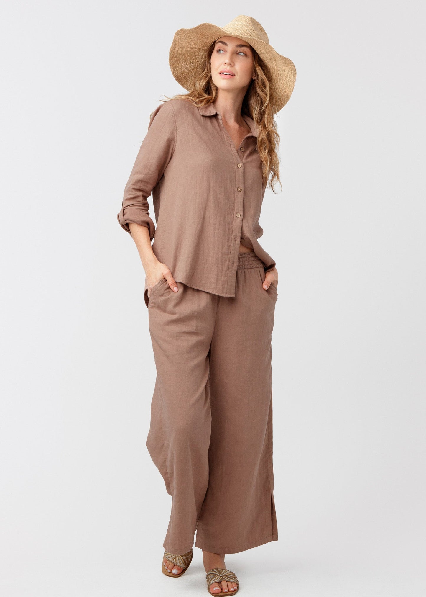 Sand Gauze Button Down Shirt