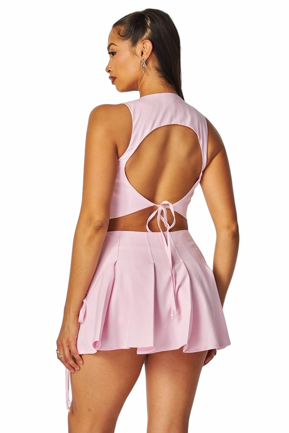 Conjunto de top de esmoquin Serene Crop Top y skort