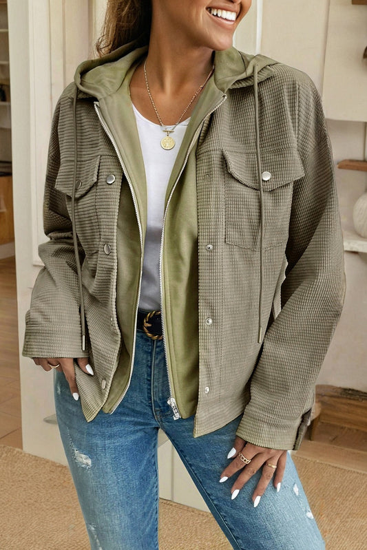Chaqueta con capucha térmica texturizada 2 en 1 Laurel Green