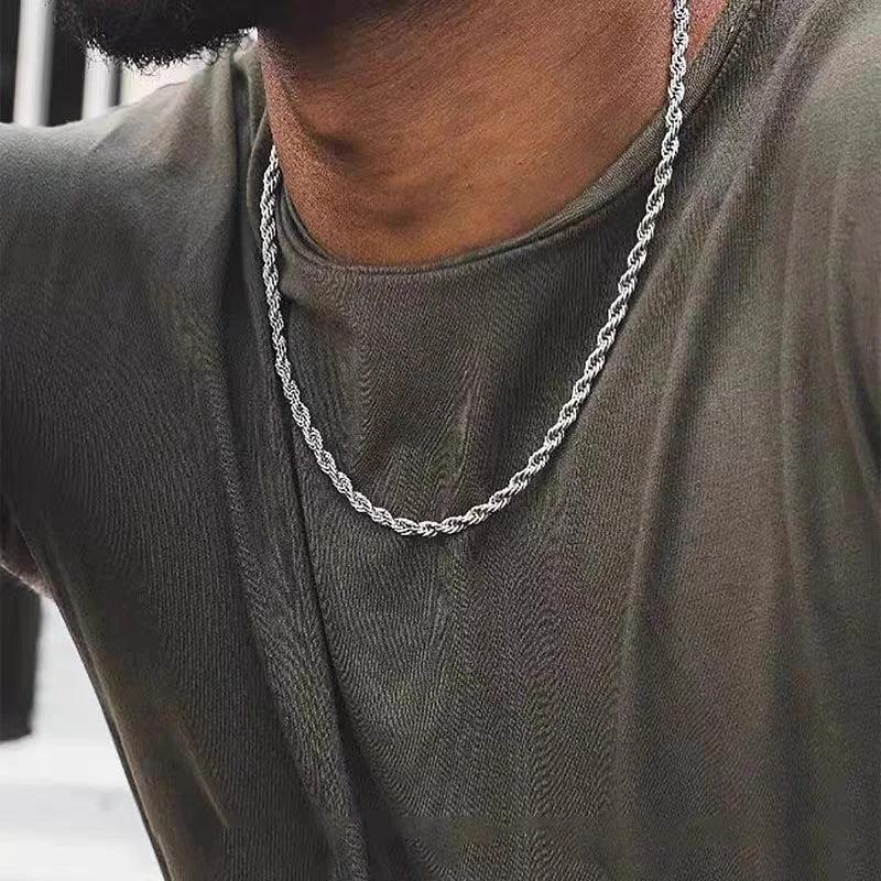 Stainless Steel Twist Chain Necklace For Men