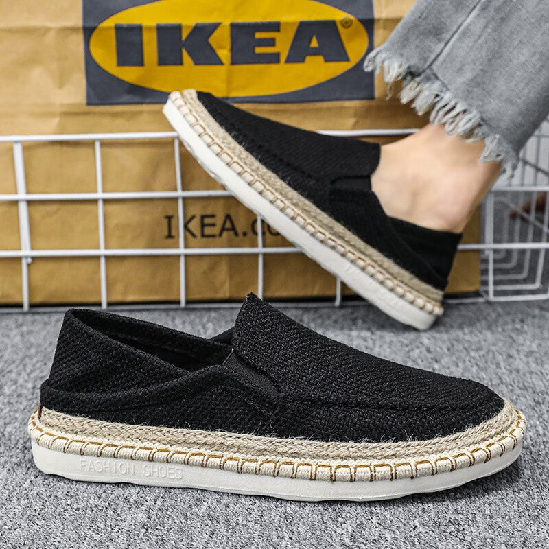 Men's Straw Fisherman Breathable Slip-On Casual Flats