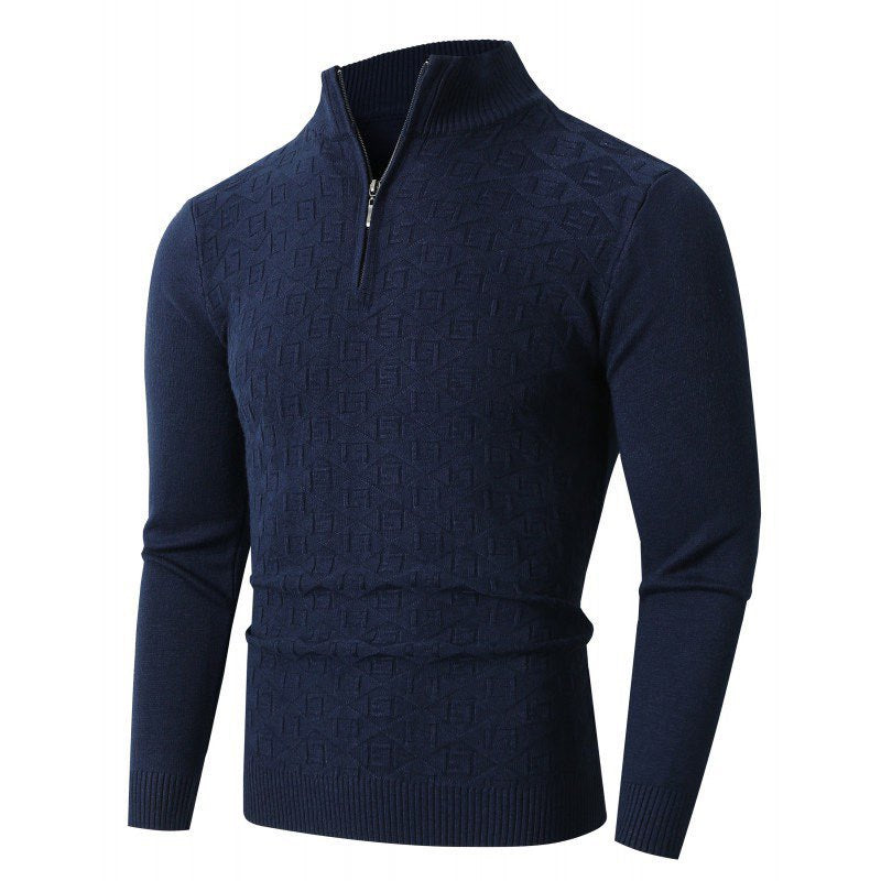 Mens Trendy Slim-fit Solid-color Thermal Sweater