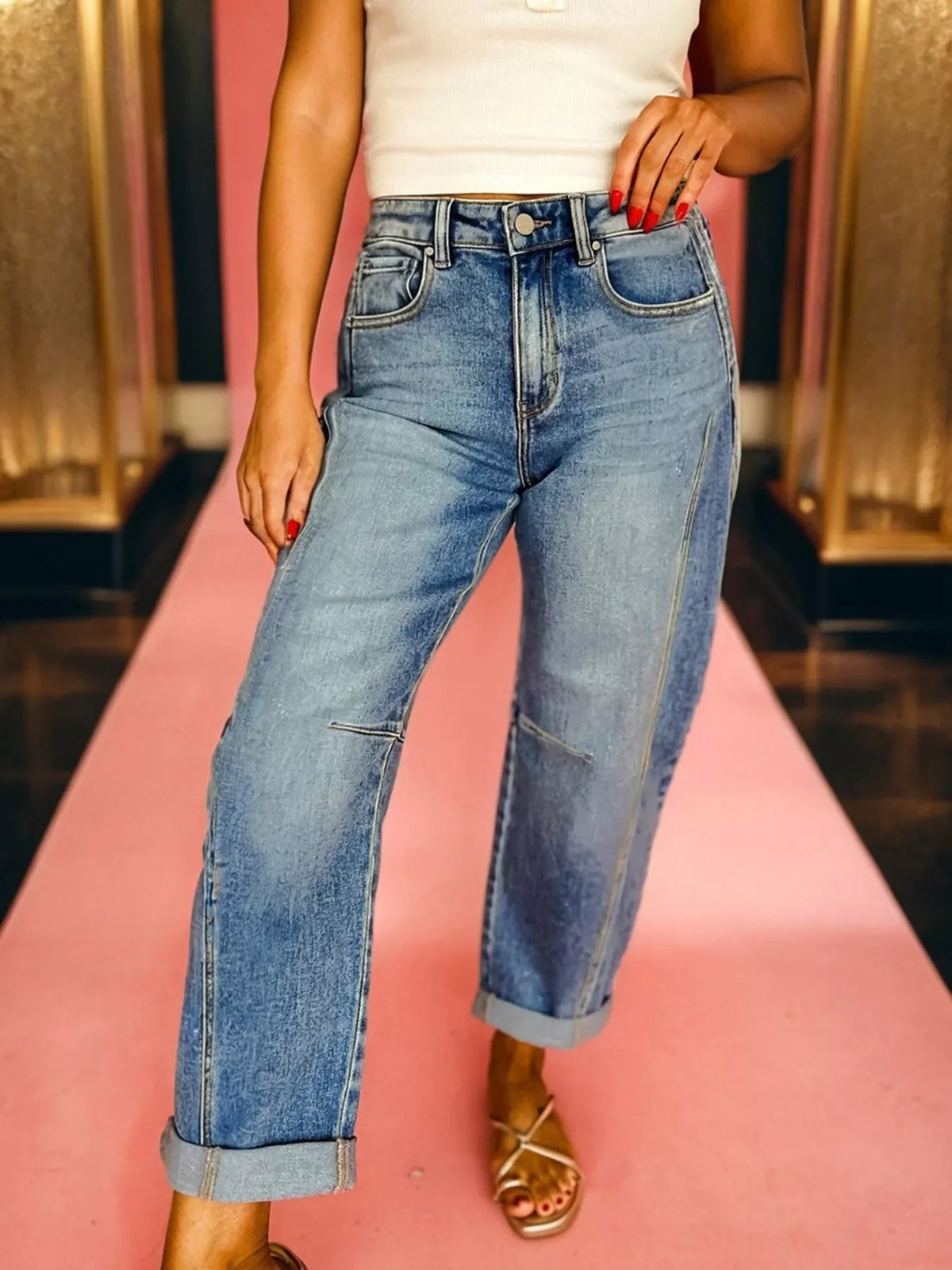 Vintage Washed Seam Detail Shift Jeans