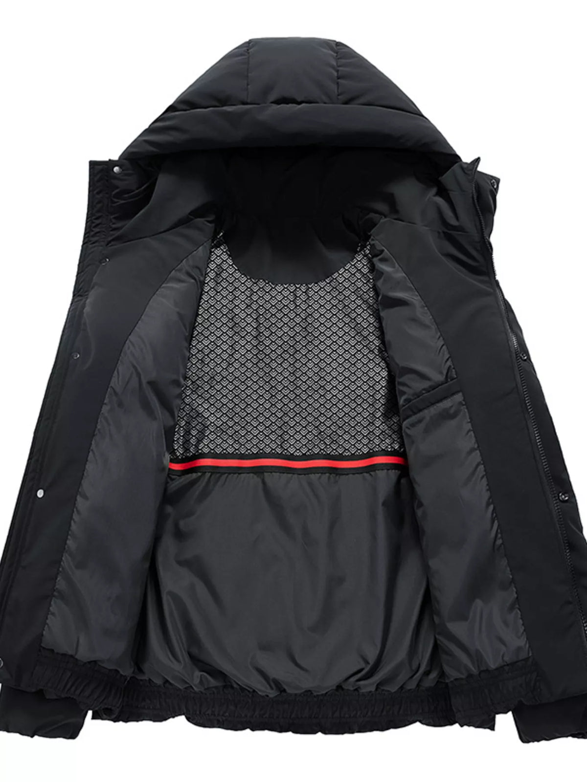 Men's Full Size Snap Down Hooded Padded Winter Jacket Plus Size