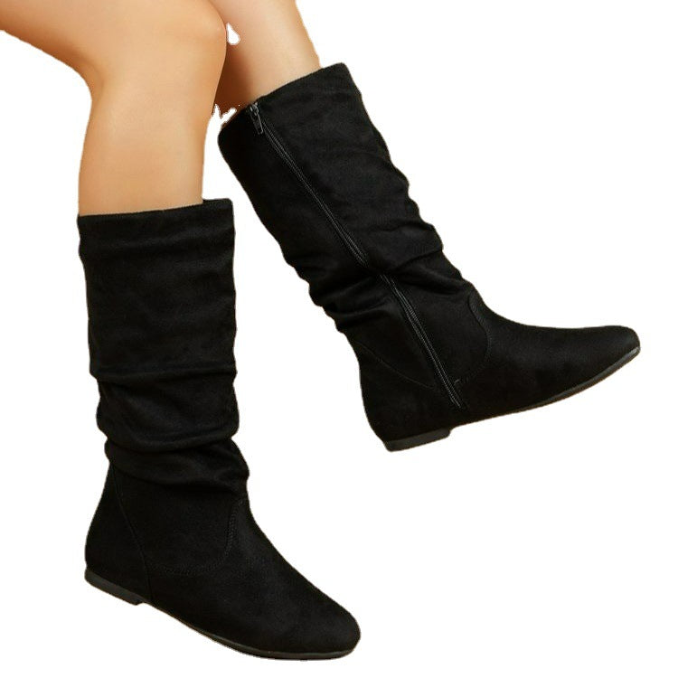 Women's Warm Round-Toe Side Zipper Middle Boots