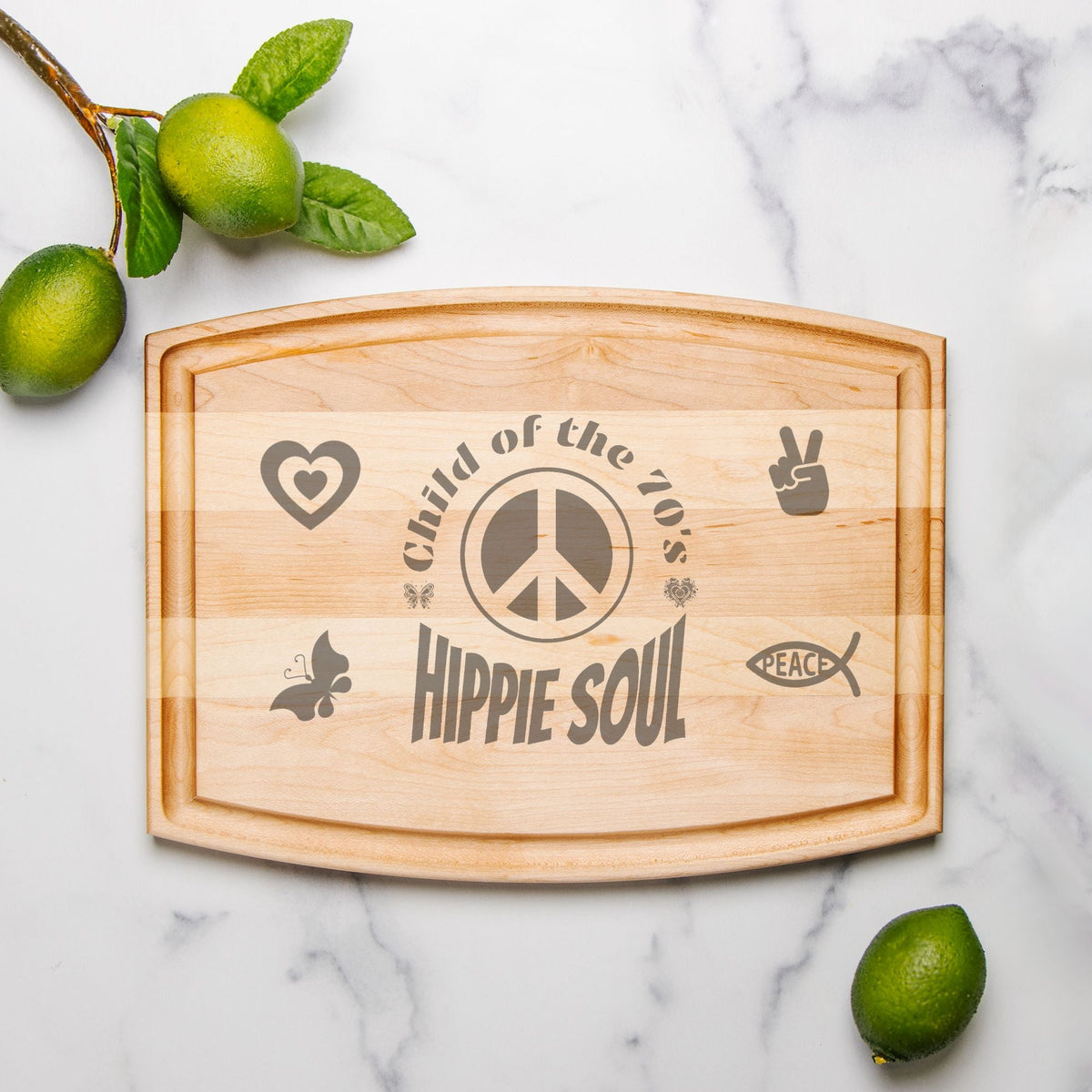 Child of the 70s Arched Wood Cutting Board with Groove - 12" x 9"