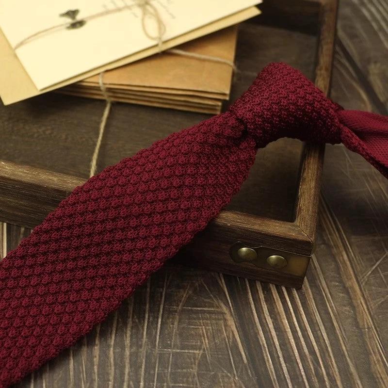 Narrow Woolen Knitted Tie For Men