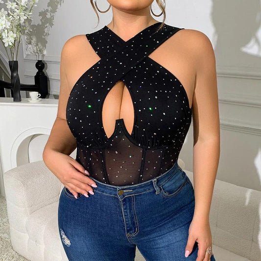 Ropa de talla grande europea y americana de rejilla de una pieza gratis