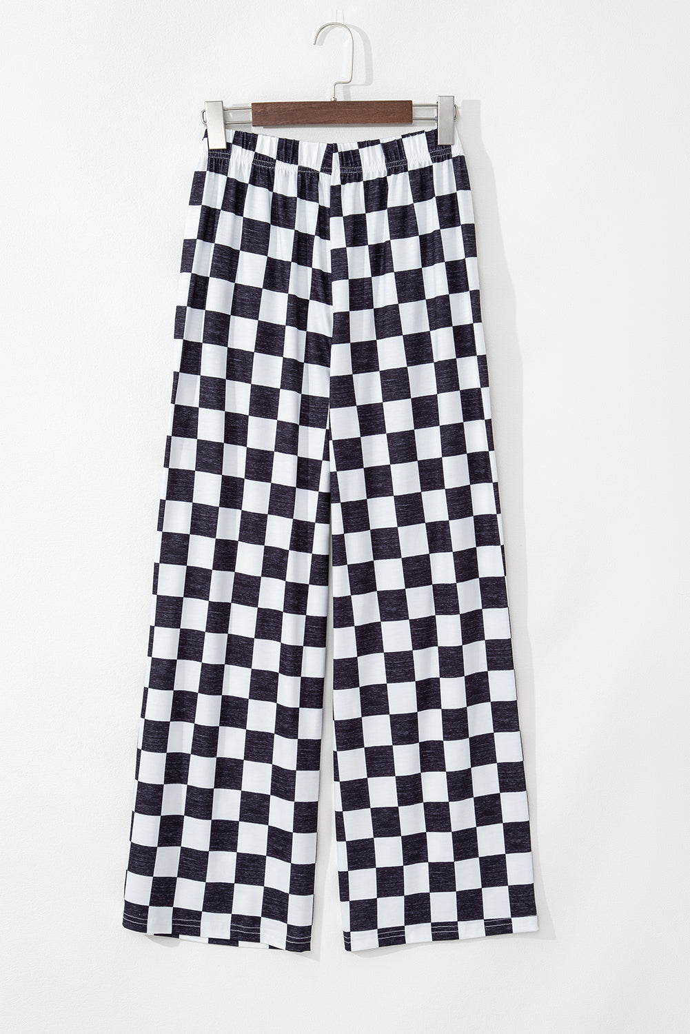 Pantalones de pata ancha de talle alto con estampado a cuadros verdes