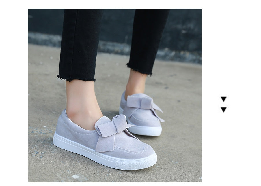 Women Nubuck Loafers Casual Bowknot Shoes
