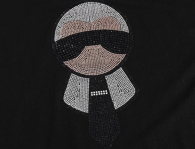 Plus Size Women's Rhinestone Character T-Shirt Fashion