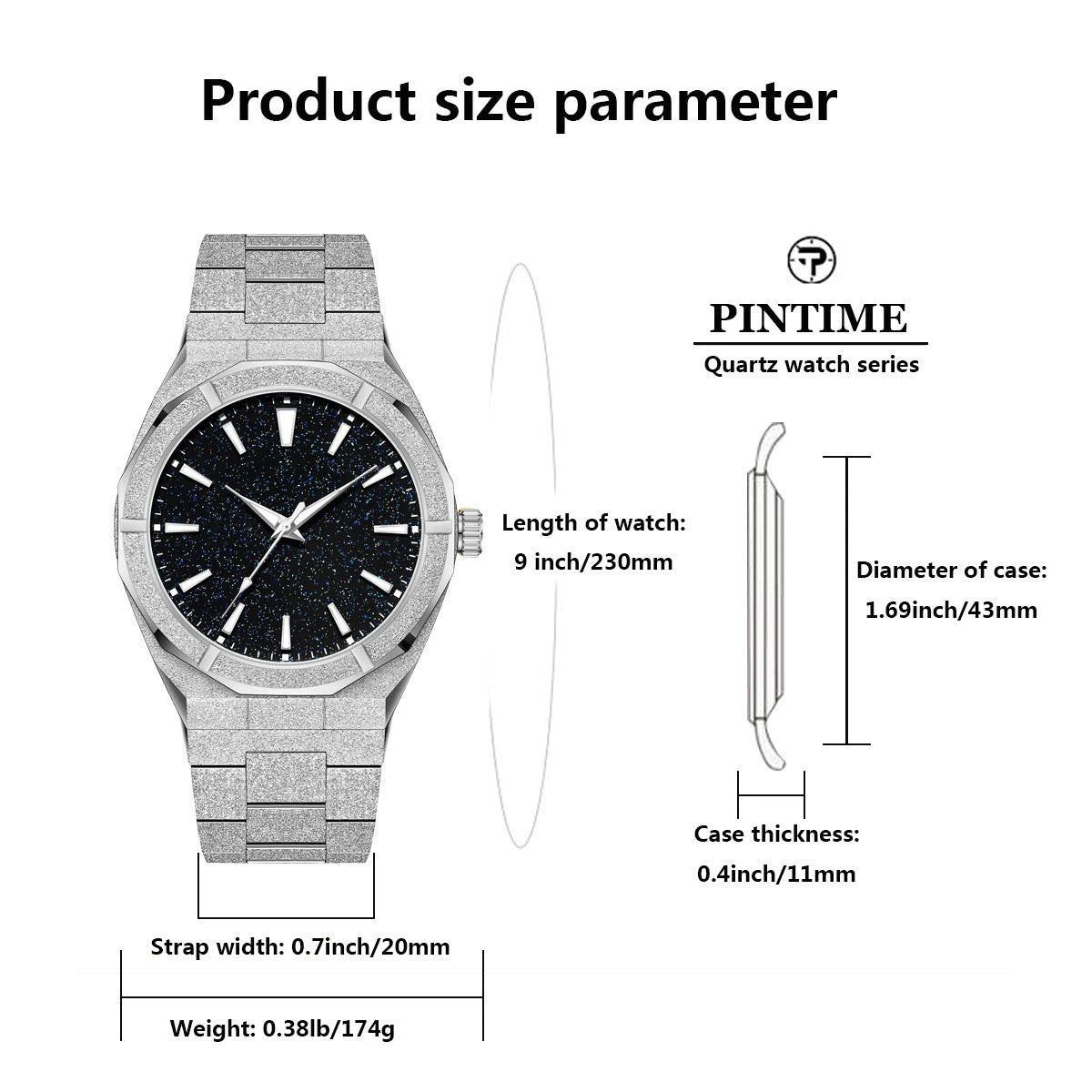 Men's Stainless Steel Frosted Luminous Business Watch