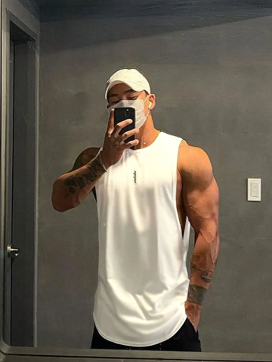 Camiseta de tirantes con cuello redondo talla grande para hombre