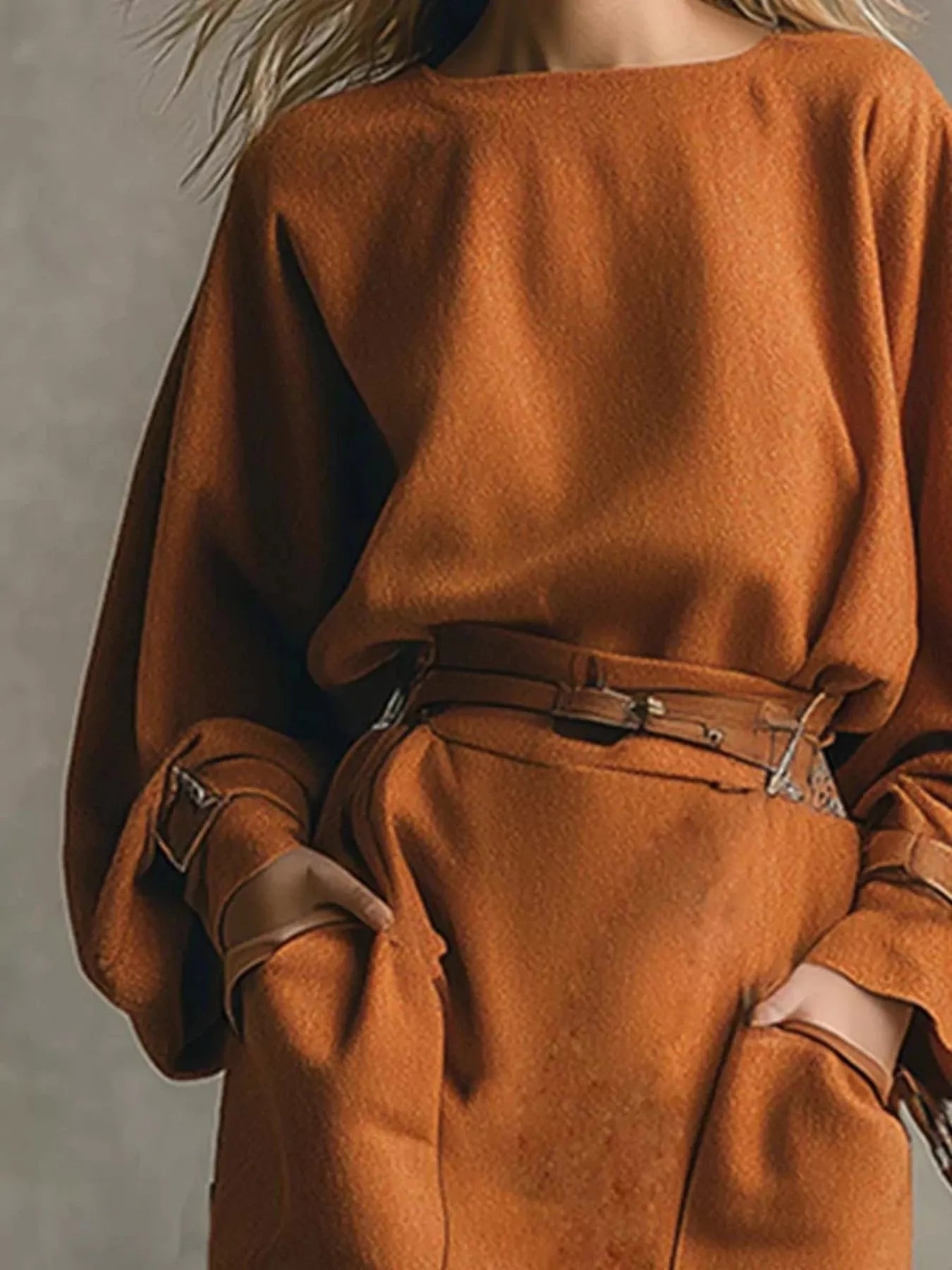 Long-Sleeve Top and Midi Skirt Set