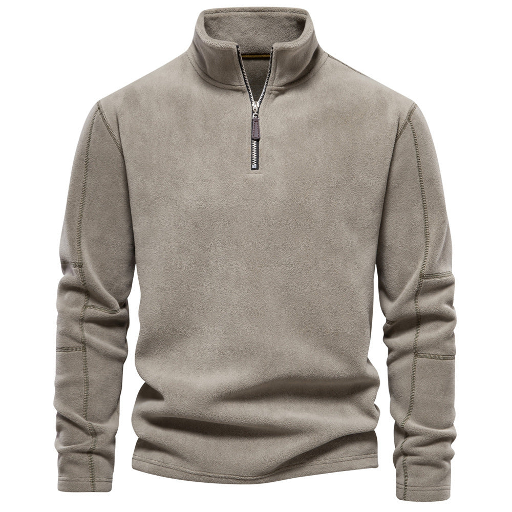 Sudadera con cremallera de cuello alto, forro polar, estilo casual de invierno, para hombre