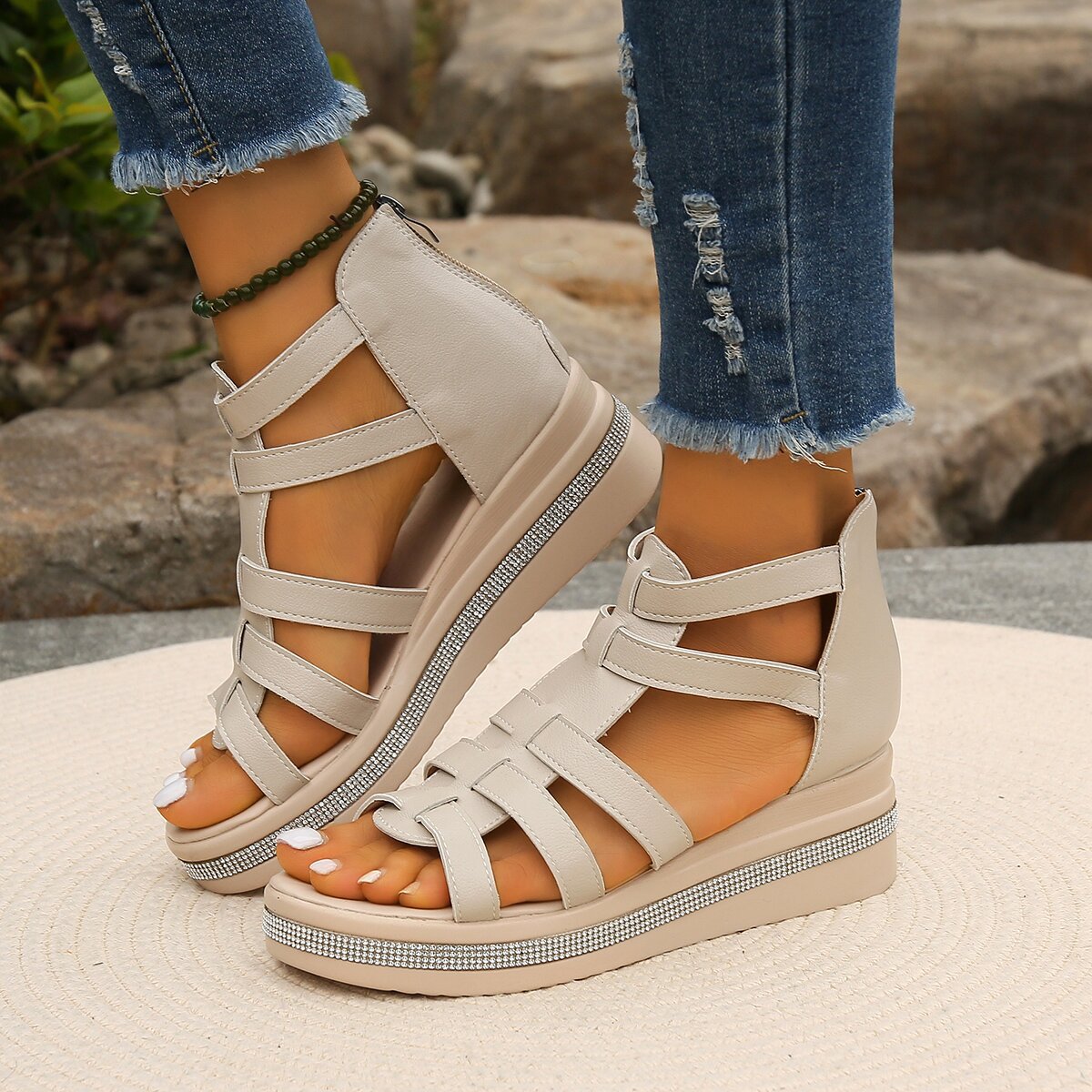 Women's Rhinestone Platform Sandals