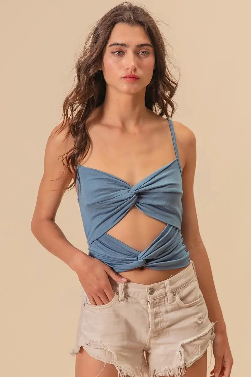 Trendsi Double Twist Cami Tank Top Denim