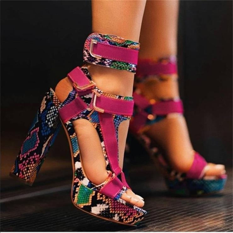 Women's Buckle Super High-Heel Platform Sandals