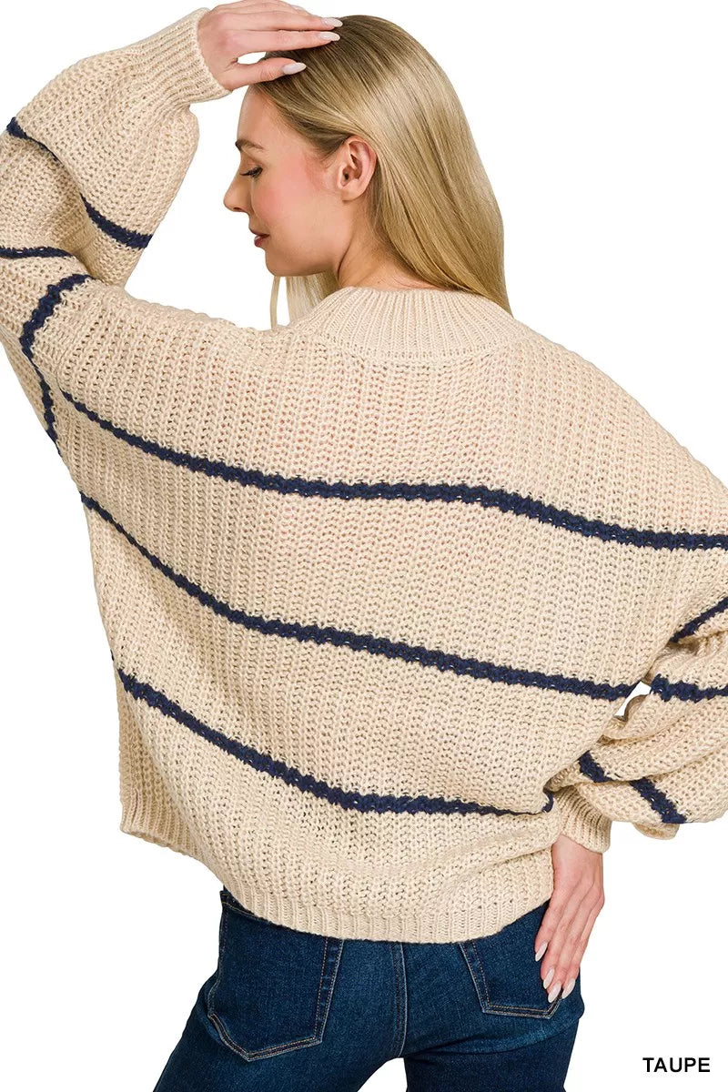 Zenana Oversize Striped Sweater