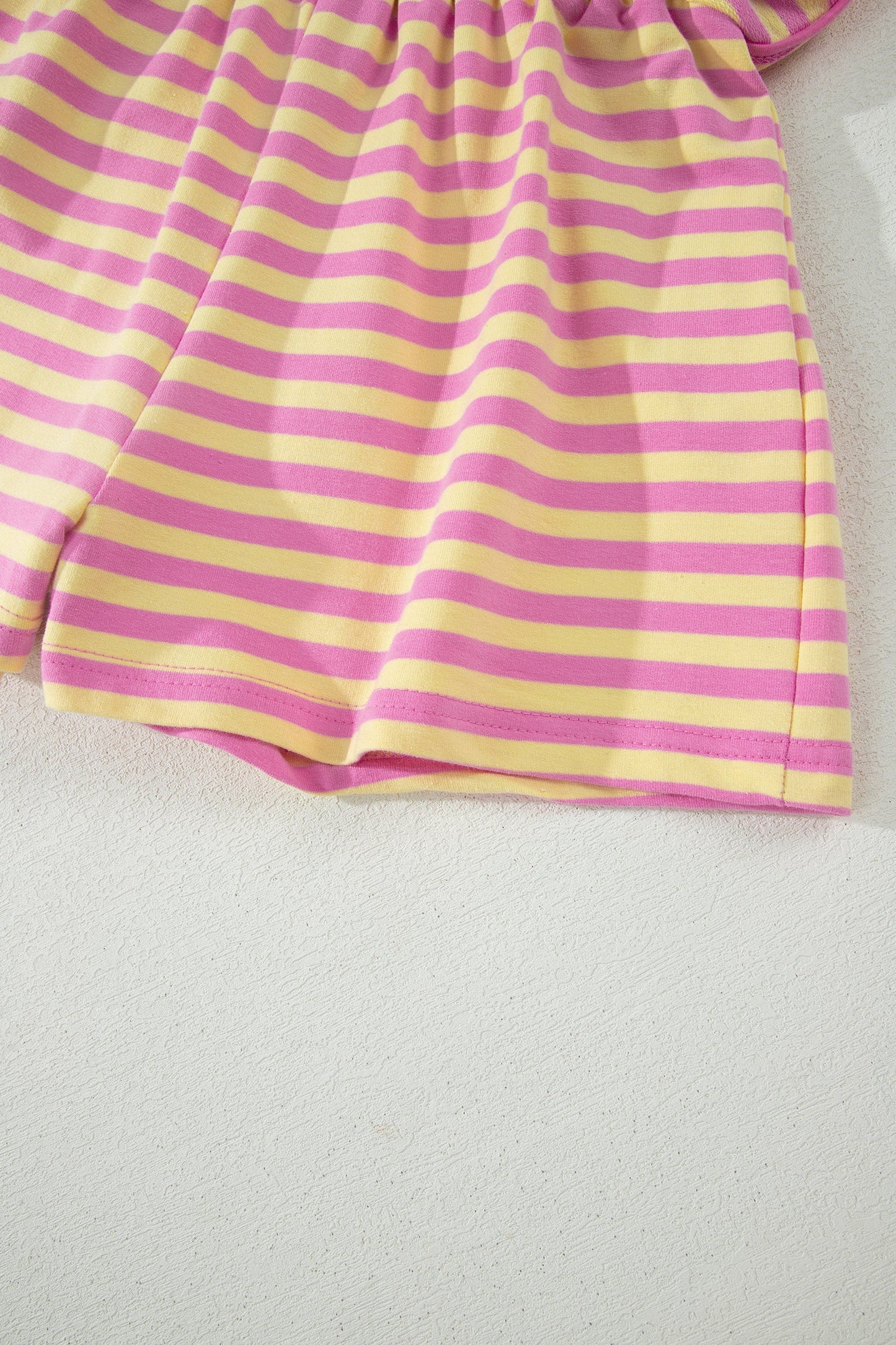 Pink Stripe Loose Short Sleeve Top and Skirt Set