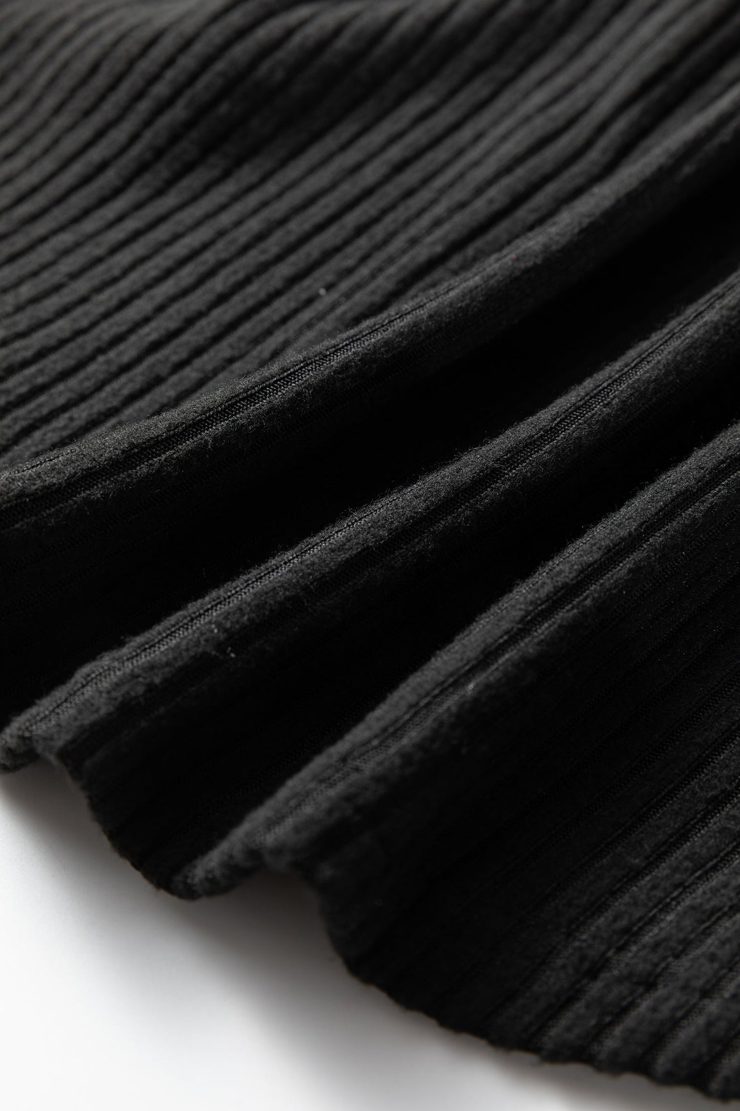 Conjunto de dos piezas de salón de leggings y manga larga de punto acanalado negro con escote en V