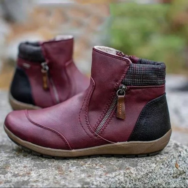 Women's Retro Ankle Boots with Side Zipper