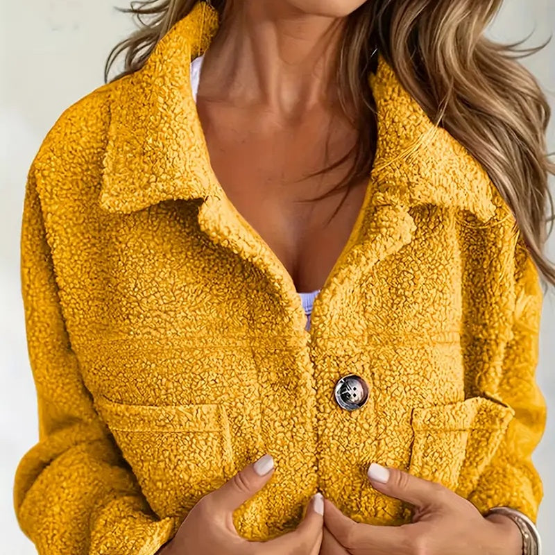 Chaqueta Sherpa para mujer de talla grande en color liso