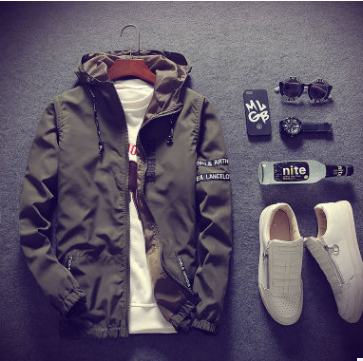 Men's Lettered Hooded Jacket