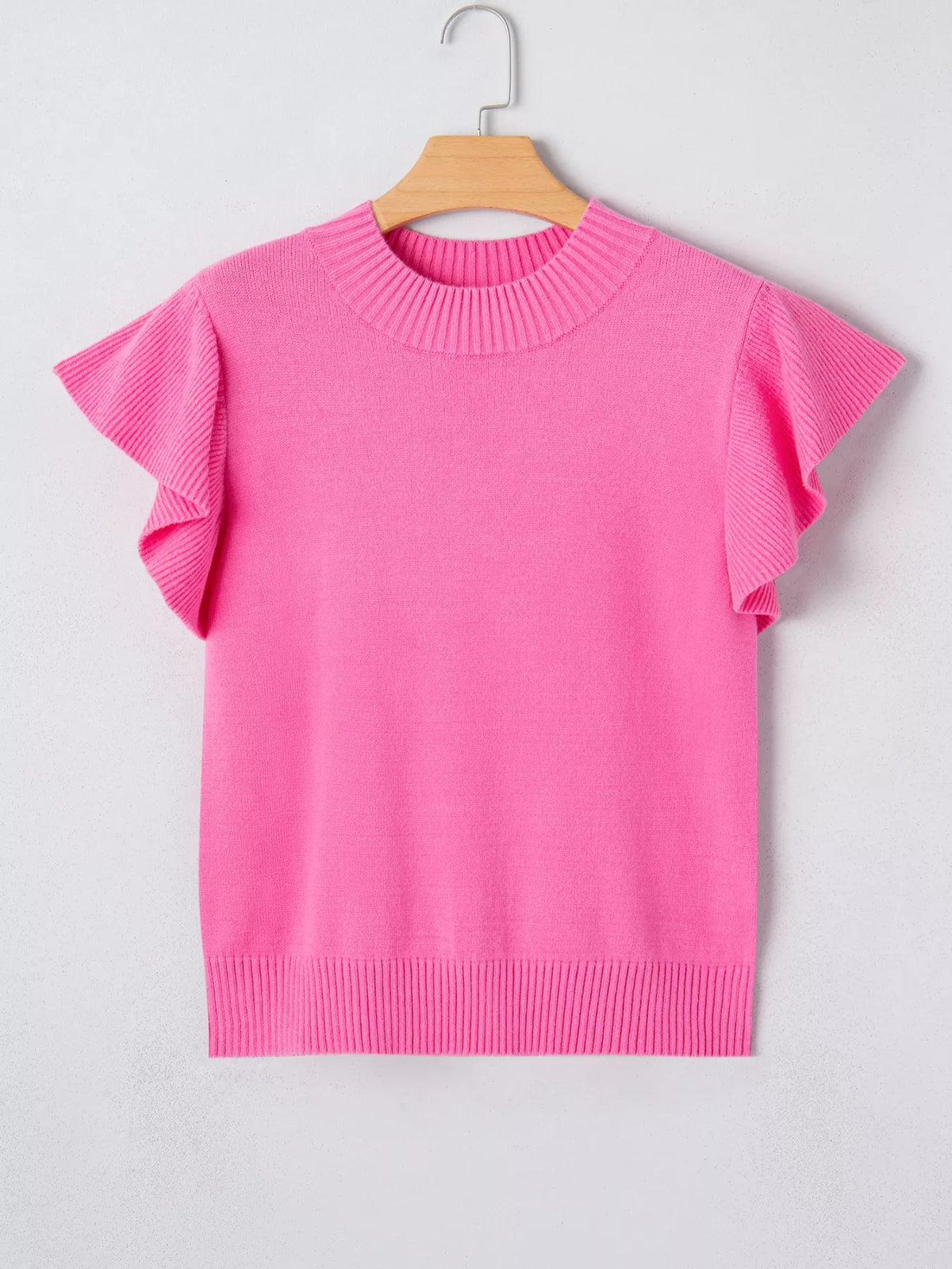 Ruffle Sleeve Round Neck Sweater