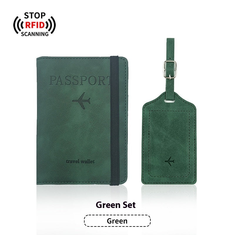 PU Leather Anti-magnetic Passport Holder Luggage Tag Suit
