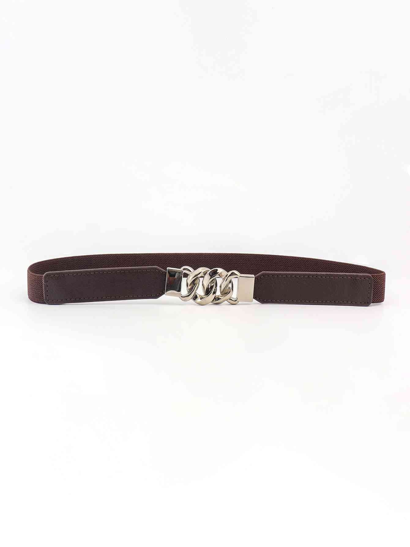 ElegantStyle Zinc Alloy Buckle Elastic PU Belt – Versatile and Stylish Accessory See size chart under “more details”