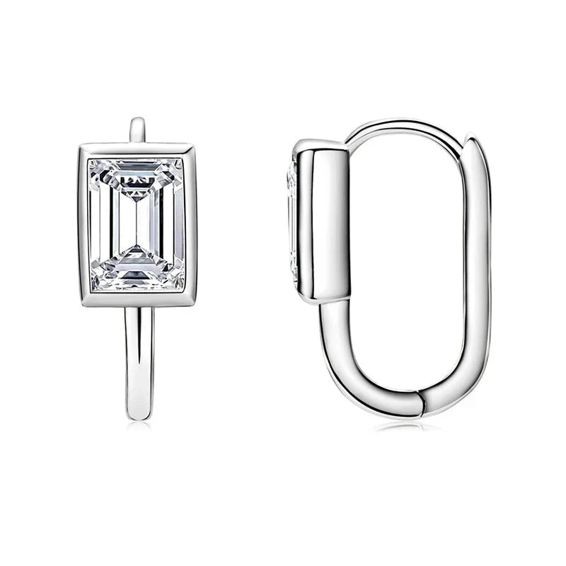 925 Sterling Silver 2x1ct Rectangular Moissanite Stud Earrings Unisex