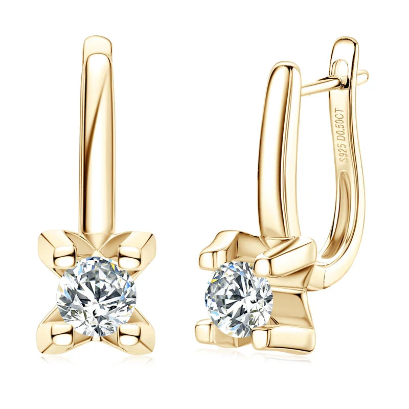 925 Sterling Silver 5mm D-Color Moissanite Huggie Hoop Earrings For Women