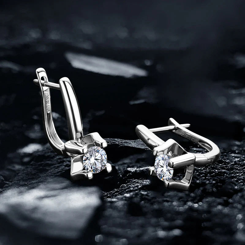 925 Sterling Silver 5mm D-Color Moissanite Huggie Hoop Earrings For Women