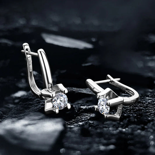 925 Sterling Silver 5mm D-Color Moissanite Huggie Hoop Earrings For Women