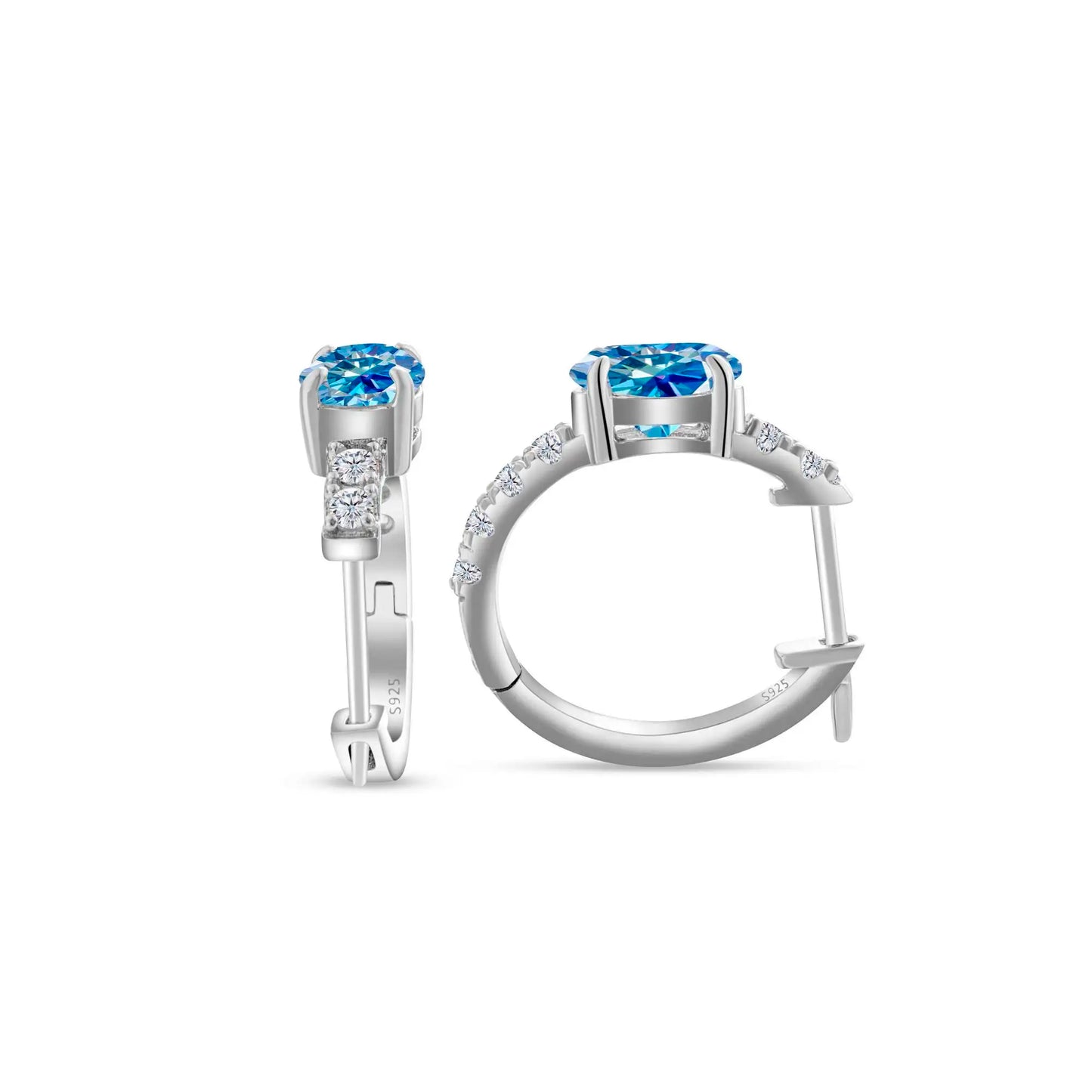 925 Sterling Silver Moissanite 1 Ct Oval Stud Earrings For Women GIA