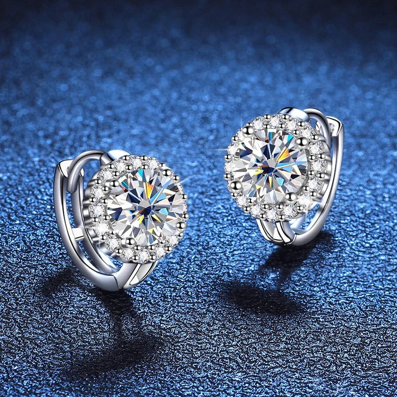 925 Sterling Silver D Color Moissanite Stud Earrings For Women Wedding